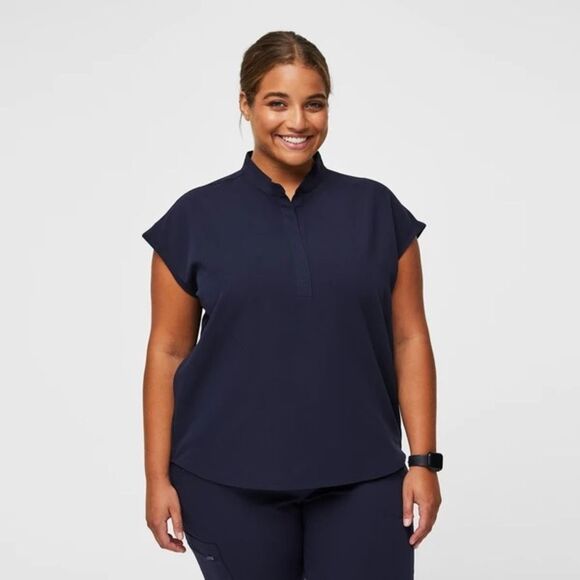 Figs Rafaela Oversized Mandarin Collar Short Sleeve Scrub Top Size XXL - Picture 1 of 16